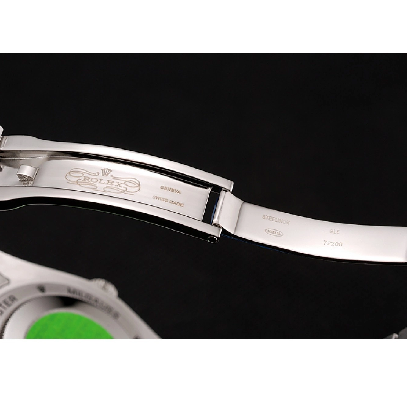 Rolex aaa copy Diamond Case Day-Date Bracelet Diamond Swiss Stainless Rolex Numerals 1453965 Steel Black Dial 0607